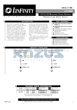 LX1004CLP-12 datasheet - 1.2V & 2.5V MICROPOWER VOLTAGE REFERENCES