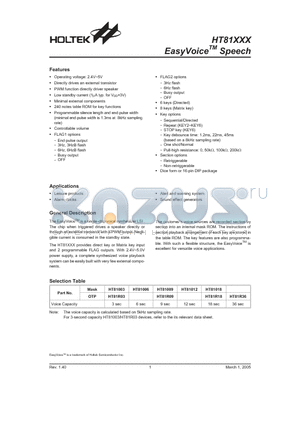 HT81R36 datasheet - EasyVoice Speech