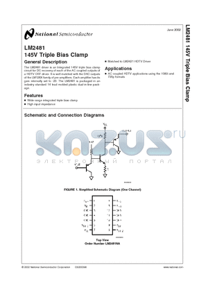 LM2481 datasheet - 145V Triple Bias Clamp