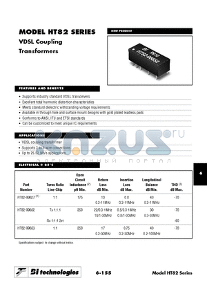 HT82-99627 datasheet - VDSL Coupling Transformers