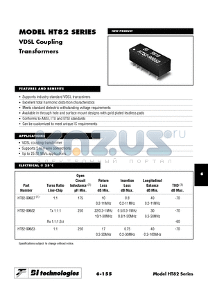 HT82-99653 datasheet - VDSL Coupling Transformers