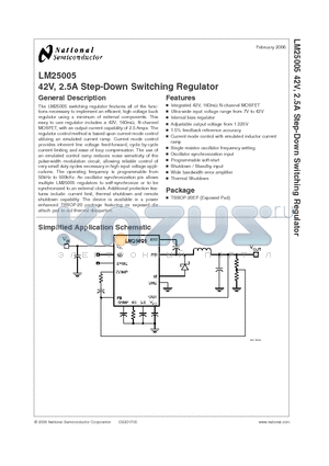 LM25005 datasheet - 42V, 2.5A STEP-DOWN SWITCHING REGULATOR