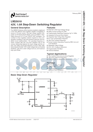 LM25010 datasheet - 42V, 1.0A Step-Down Switching Regulator