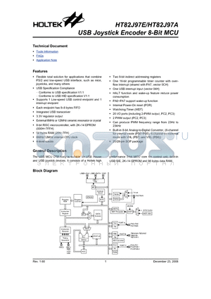 HT82J97A_08 datasheet - USB Joystick Encoder 8-Bit MCU