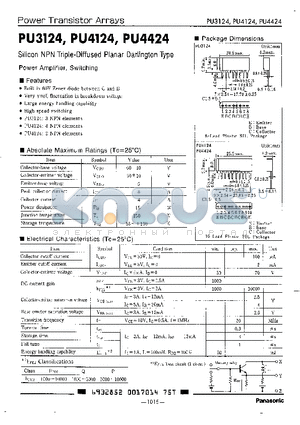 PU3124 datasheet - SILICON NPN TRIPLE-DIFFUSED PLANAR DARLINGTON TYPE, POWER AMPLIFIER, SWITCHING