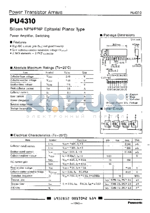 PU4310 datasheet - SILICON NPN /PNP EPITAXIAL PLANAR TYPE