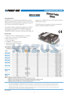 MPB125-2005 datasheet - High Power Density in Industry Standard 3 x 5 Footprint