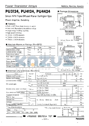 PU4424 datasheet - SILICON NPN TRIPLE-DIFFUSED PLANAR DARLINGTON TYPE, POWER AMPLIFIER, SWITCHING