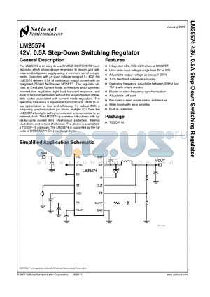 LM25574 datasheet - 42V, 0.5A Step-Down Switching Regulator