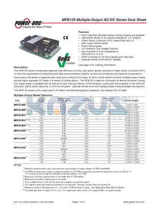 MPB125-3000 datasheet - Multiple-Output AC-DC