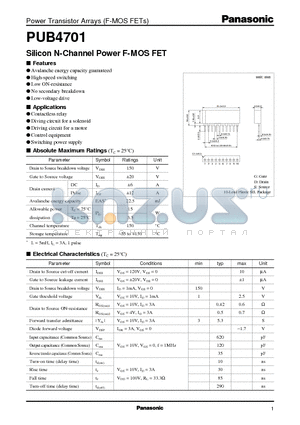 PUB4701 datasheet - Silicon N-Channel Power F-MOS FET