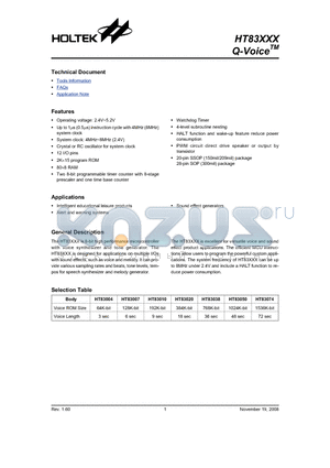 HT83020 datasheet - Q-VoiceTM