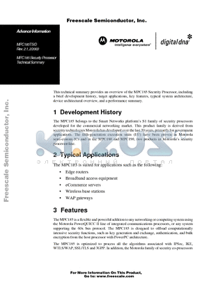 MPC185 datasheet - Security Processor