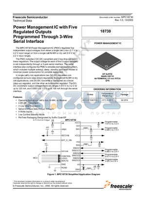 MPC18730EP/R2 datasheet - Power Management IC with Five Power Management IC with Five  Power Management IC with Five  Power Management IC with Five