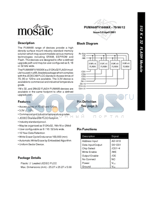 PUMA68FV16006X-120 datasheet - 512 K x 32 FLASH Module