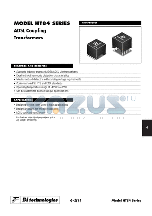 HT84-99725 datasheet - ADSL Coupling Transformers