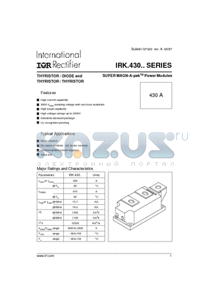IRKT430-20 datasheet - SUPER MAGN-A-pak-TM Power Modules