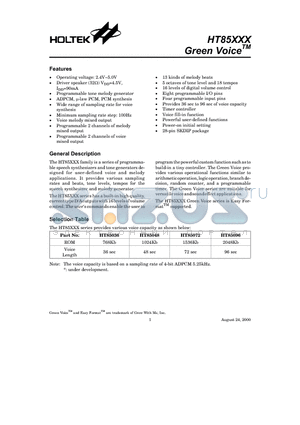 HT85036 datasheet - Green Voice