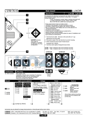 LX130 datasheet - Wall mount