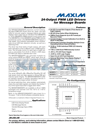 MAX6975ATL+ datasheet - 24-Output PWM LED Drivers for Message Boards