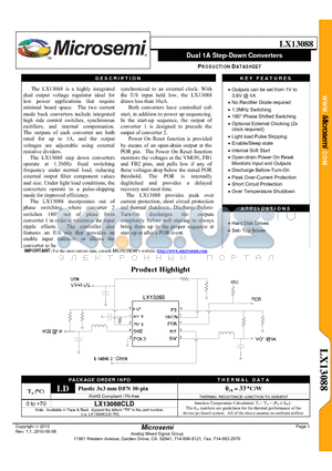 LX13088CLD datasheet - Dual 1A Step-Down Converters