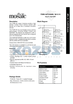 PUMA84FV256006-90 datasheet - 8M x 32 FLASH Module