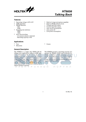 HT8656B datasheet - Talking Back