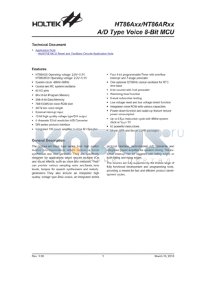 HT86A36 datasheet - A/D Type Voice 8-Bit MCU