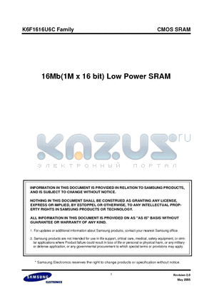 K6F1616U6C datasheet - 16Mb(1M x 16 bit) Low Power SRAM