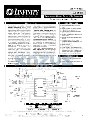LX1668CPW datasheet - PROGRAMMABLE MULTIPLE OUTPUT DC:DC CONTROLLER