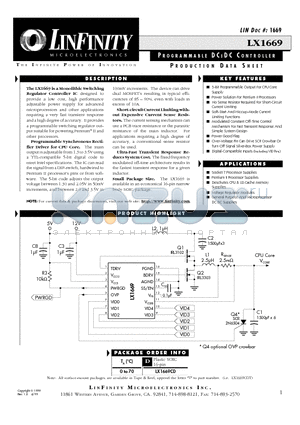 LX1669 datasheet - PROGRAMMABLE DC : DC CONTROLLER