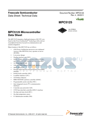MPC5125YVN400 datasheet - MPC5125 Microcontroller