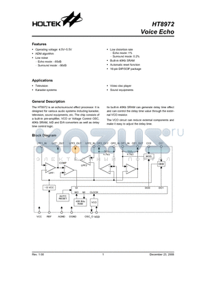 HT8972 datasheet - Voice Echo