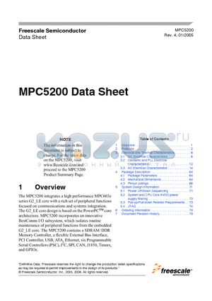 MPC5200CBV400 datasheet - Hardware Specifications