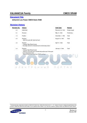 K6L0908C2A-F datasheet - 64Kx8 bit Low Power CMOS Static RAM