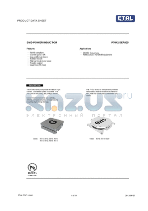 P7642 datasheet - SMD POWER INDUCTOR