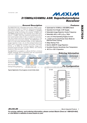 MAX7034_09 datasheet - 315MHz/434MHz ASK Superheterodyne Receiver