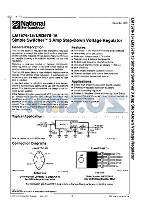 LM2576T-15 datasheet - Simple Switcher 3 Amp Step-Down Voltage Regulator