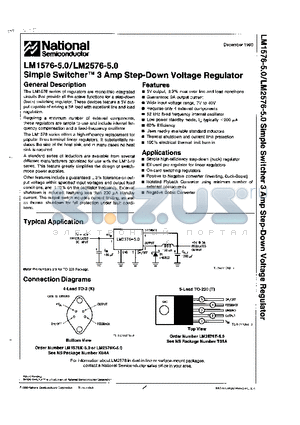 LM2576T-5.0 datasheet - Simple Switcher 3 Amp Step-Down Voltage Regulator