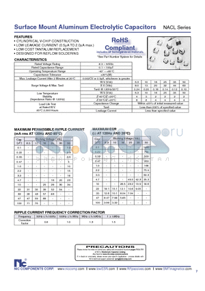 NACL100M6.3X5.5TR13F datasheet - Surface Mount Aluminum Electrolytic Capacitors