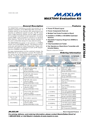 MAX7044_1 datasheet - Evaluation Kit