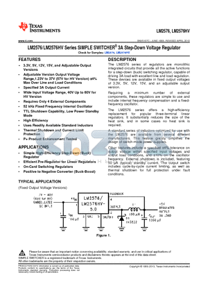 LM2576T-ADJ datasheet - LM2576/LM2576HV Series SIMPLE SWITCHER^ 3A Step-Down Voltage Regulator