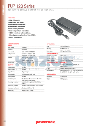 PUP120-13-1 datasheet - 120 WATTS SINGLE OUTPUT AC/DC GENERAL