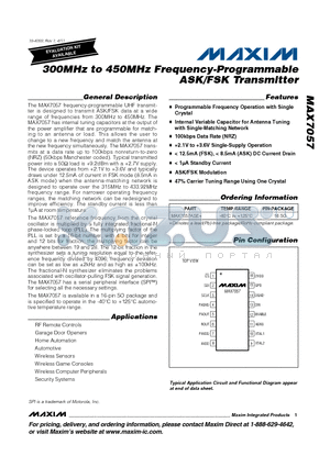 MAX7057_11 datasheet - 300MHz to 450MHz Frequency-Programmable ASK/FSK Transmitter