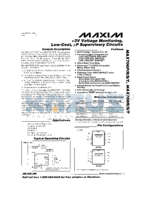 MAX706 datasheet - 3V Voltage Monitoring, Low-Cost, lP Supervisory Circuits