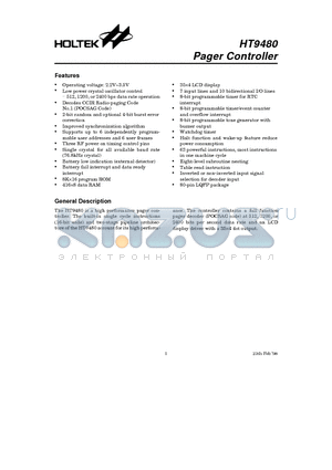 HT9480 datasheet - Pager Controller