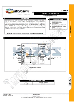 LX1801 datasheet - SPARK for MED427A-1