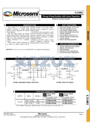 LX1882-00CDU-TR datasheet - Charge Pump Doubler with Linear Regulator