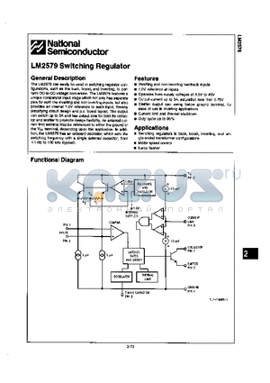 LM2579T datasheet - SWITCHING REGULATOR