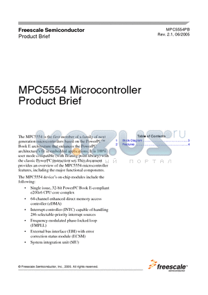 MPC5554 datasheet - MPC5554 Microcontroller Product Brief